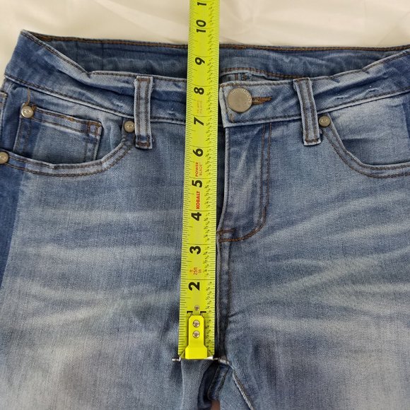 CP Jeans Juniors 5 Mid Rise Womens Two Tone Skinny Leg Light Wash Blue Denim - Picture 4 of 13